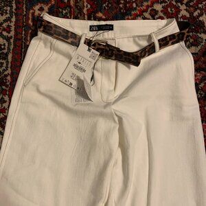 ANIMAL PRINT BELTED WIDE PANTS Zara Size S